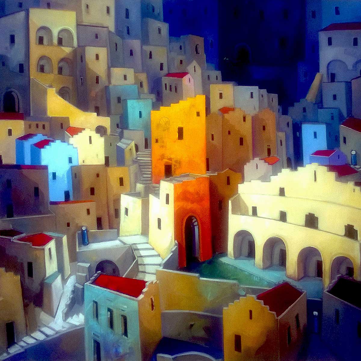 Online sale artwork entitled "The Father's Yellow Home" created by the contemporary artist Michele Volpicella