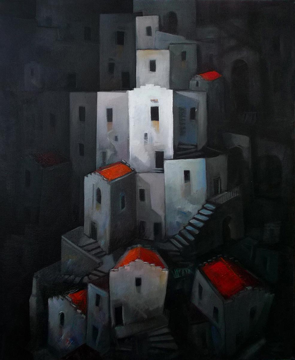 Online sale artwork entitled "The Merisi's quarter" created by the contemporary artist Michele Volpicella
