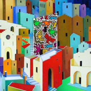 Online sale artwork entitled "A wall is made to be painted in color" created by the contemporary artist Michele Volpicella